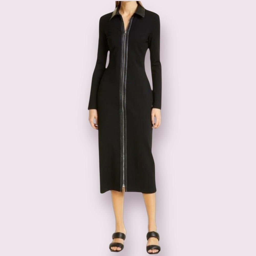 STAUD Black Zip-Front Dress